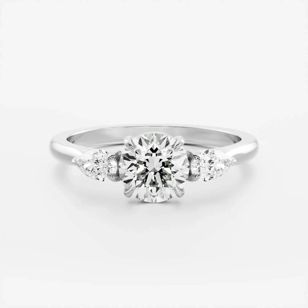 0.50CT Round Cut Lab Grown Diamond Three Stone Engagement Rings