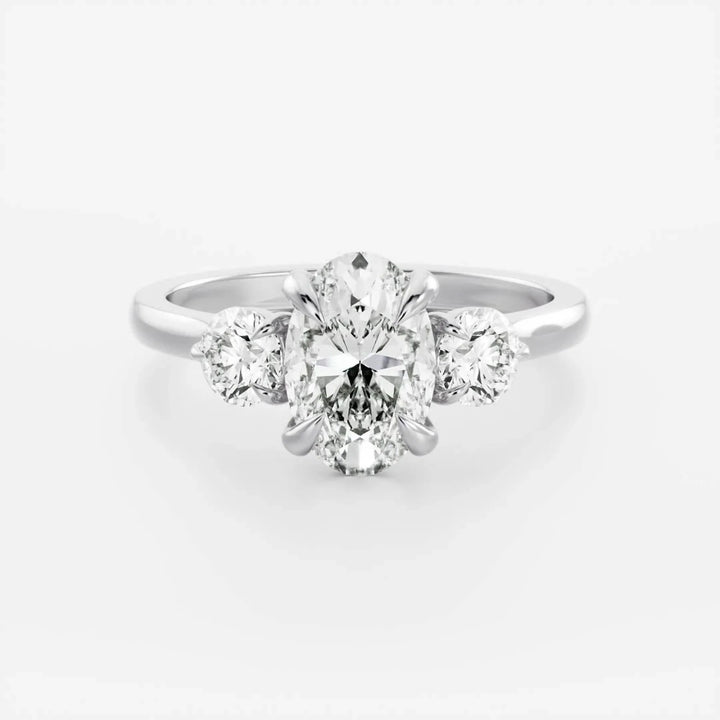 2.0CT Oval Cut IGI Certified CVD Diamond Three Stone Engagement Rings
