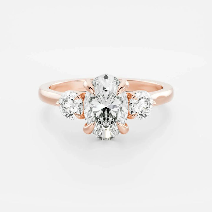 2.0CT Oval Cut IGI Certified CVD Diamond Three Stone Engagement Rings