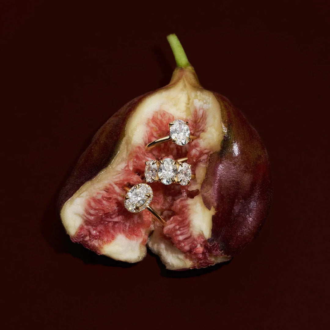 1.50CT Oval Cut Lab Grown Diamond Three Stone Engagement Rings