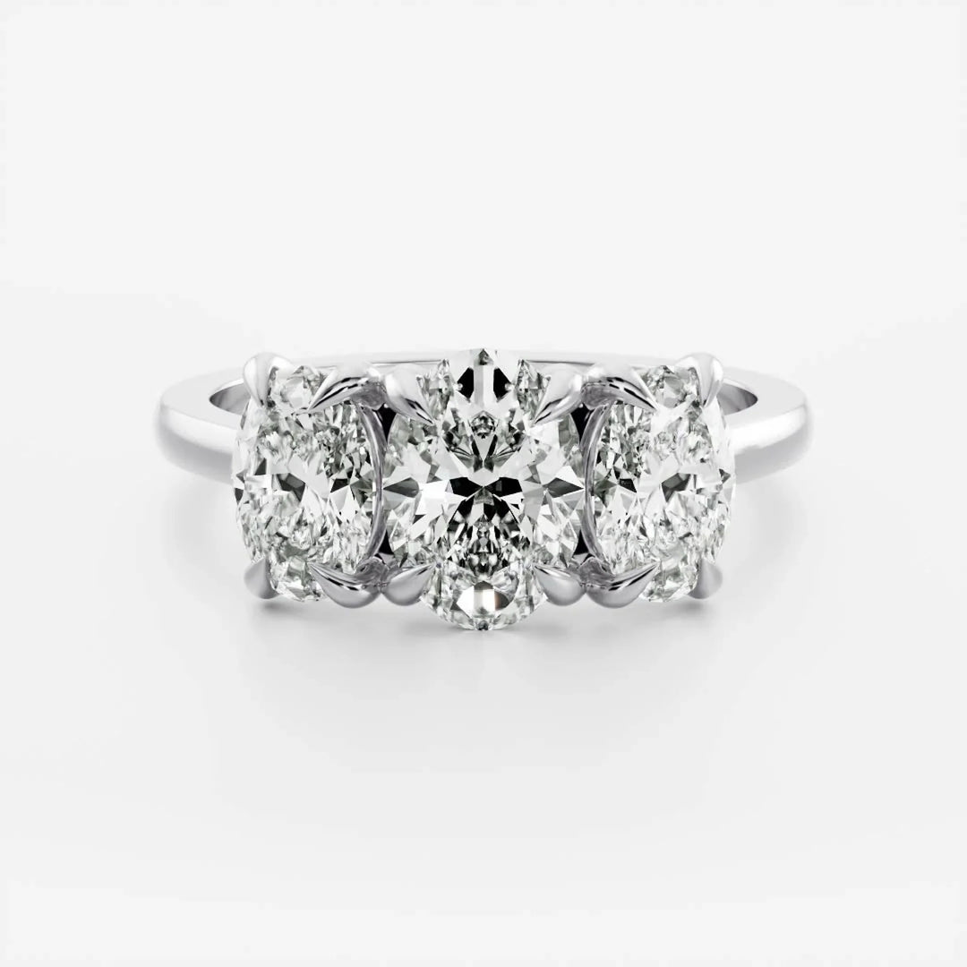 1.50CT Oval Cut Lab Grown Diamond Three Stone Engagement Rings