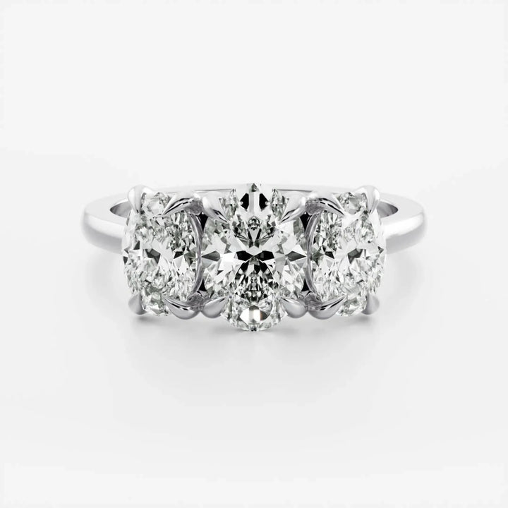 1.50CT Oval Cut Lab Grown Diamond Three Stone Engagement Rings