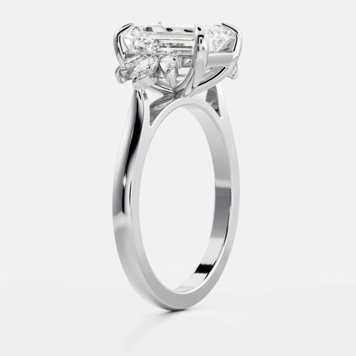 2.0CT Emerald Cut Lab Grown Diamond Cluster Engagement Ring