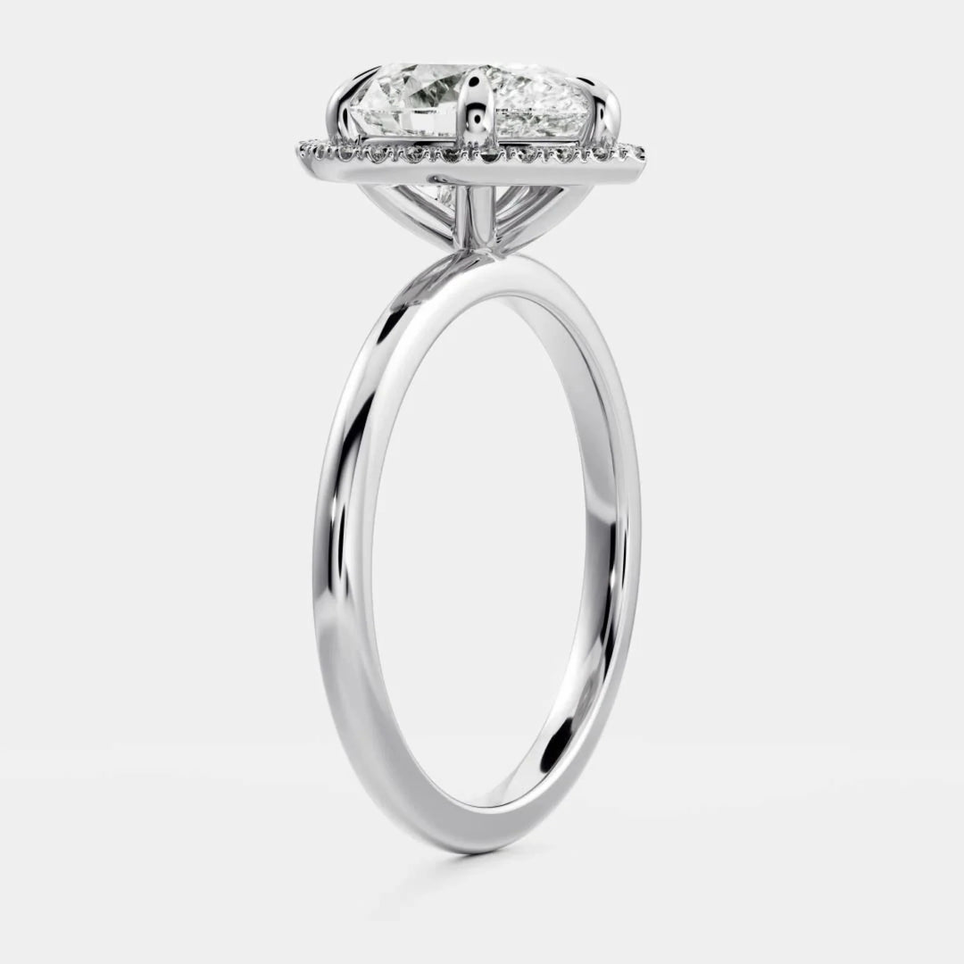 1.0CT Pear Cut Lab Grown Diamond Halo Solitaire Engagement Ring