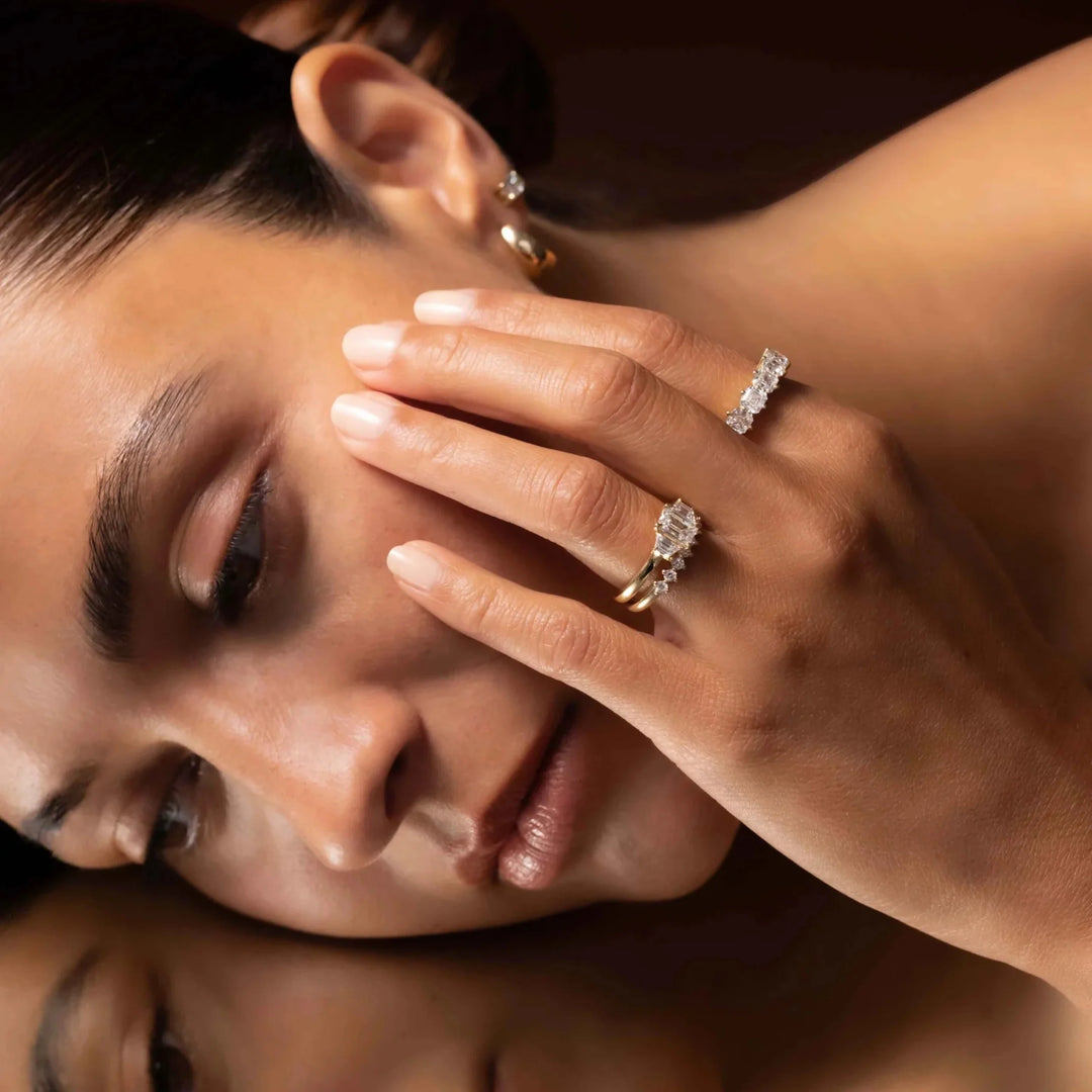 1.50CT Emerald Cut IGI Certified CVD Diamond Three Stone Engagement Rings