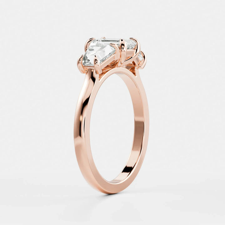 1.50CT Emerald Cut IGI Certified CVD Diamond Three Stone Engagement Rings