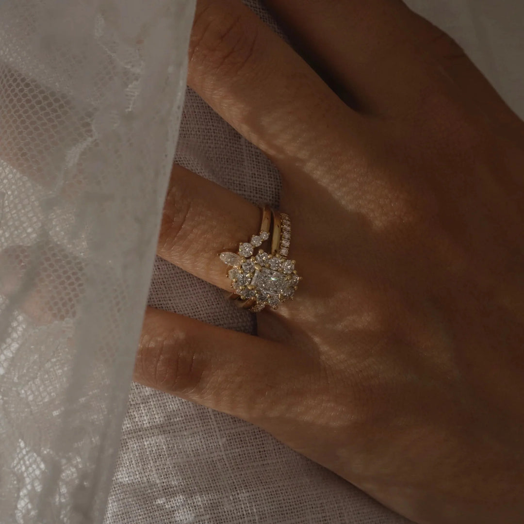 1.0CT Radiant Cut Lab Grown Diamond Halo Cluster Engagement Ring