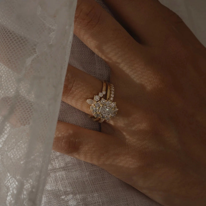 1.0CT Radiant Cut Lab Grown Diamond Halo Cluster Engagement Ring