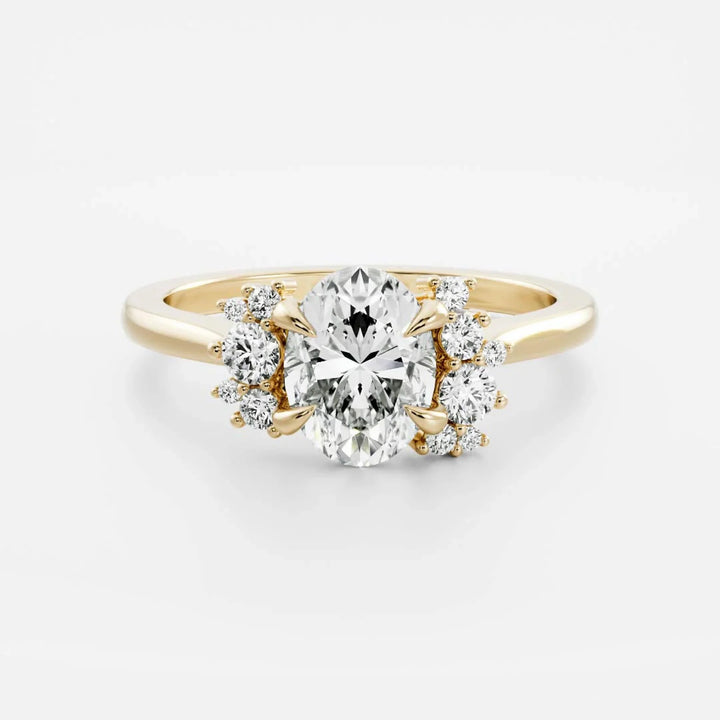 2.0CT Oval Cut Lab Grown Diamond Cluster Engagement Ring