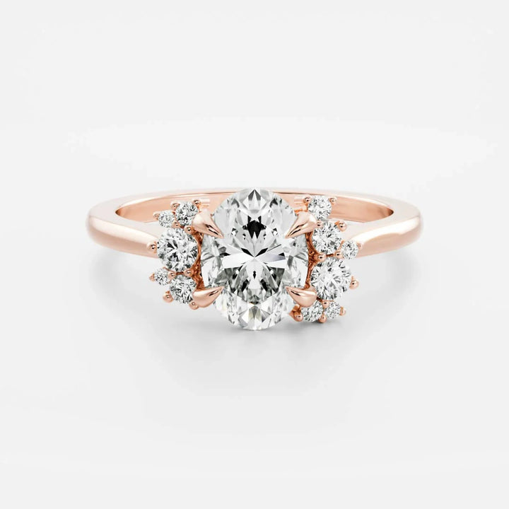 2.0CT Oval Cut Lab Grown Diamond Cluster Engagement Ring