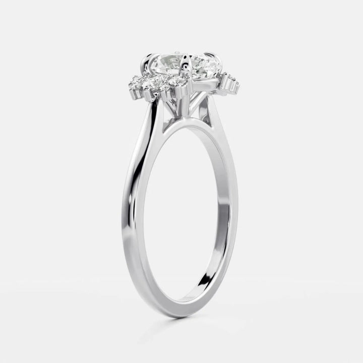 2.0CT Oval Cut Lab Grown Diamond Cluster Engagement Ring
