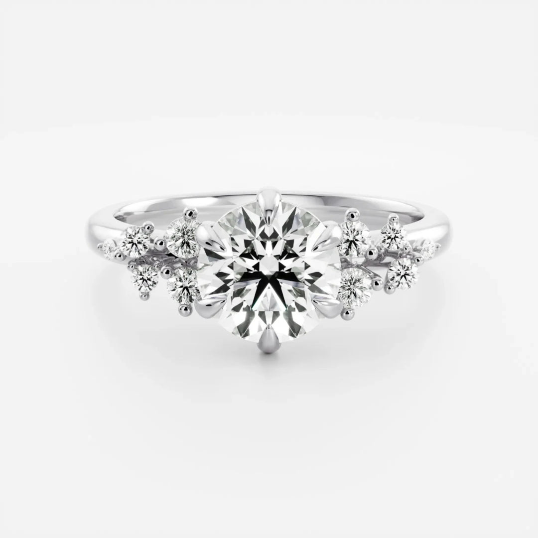 1.50CT Round Cut CVD Diamond Cluster Engagement Ring