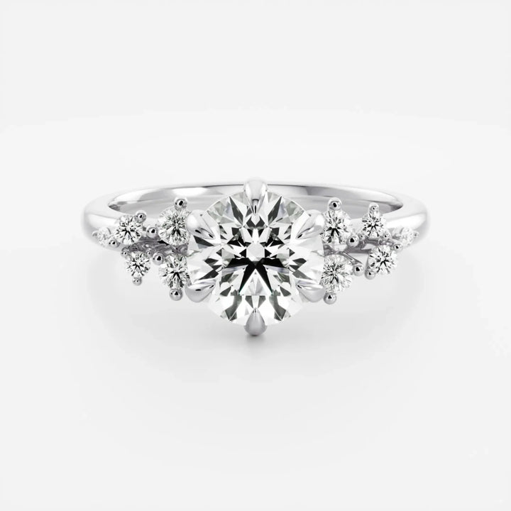 1.50CT Round Cut CVD Diamond Cluster Engagement Ring