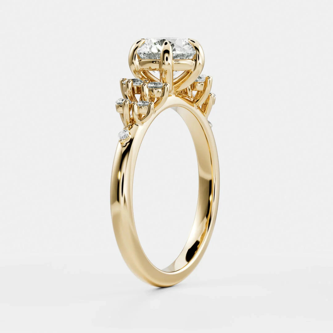 1.50CT Round Cut CVD Diamond Cluster Engagement Ring