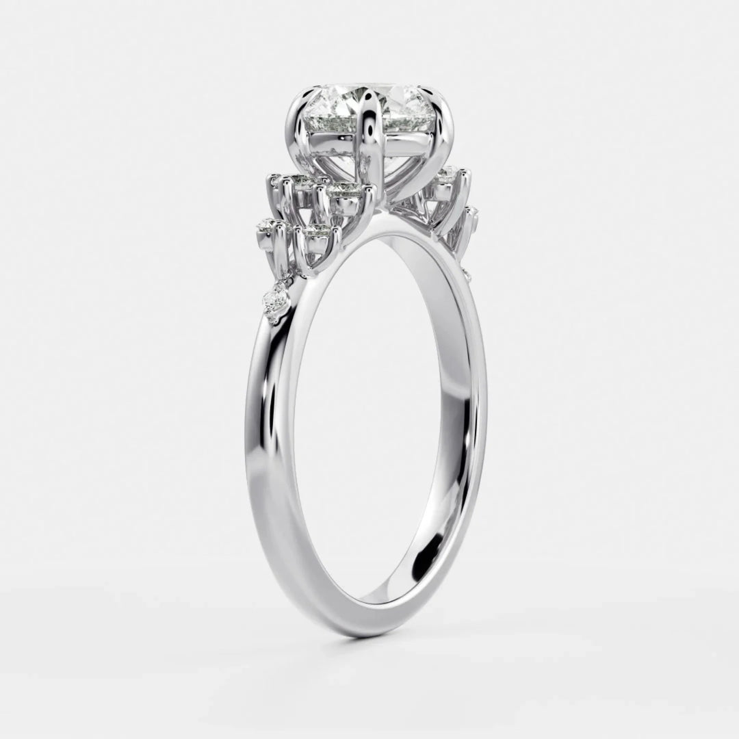 1.50CT Round Cut CVD Diamond Cluster Engagement Ring