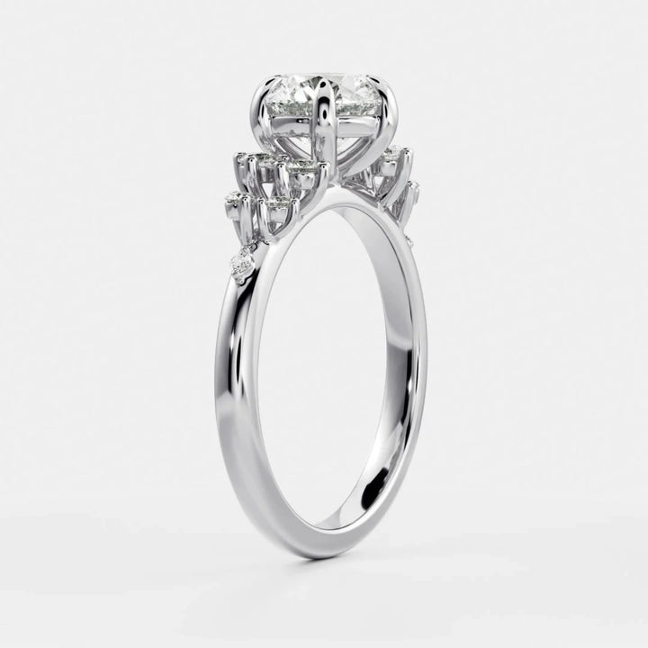 1.50CT Round Cut CVD Diamond Cluster Engagement Ring