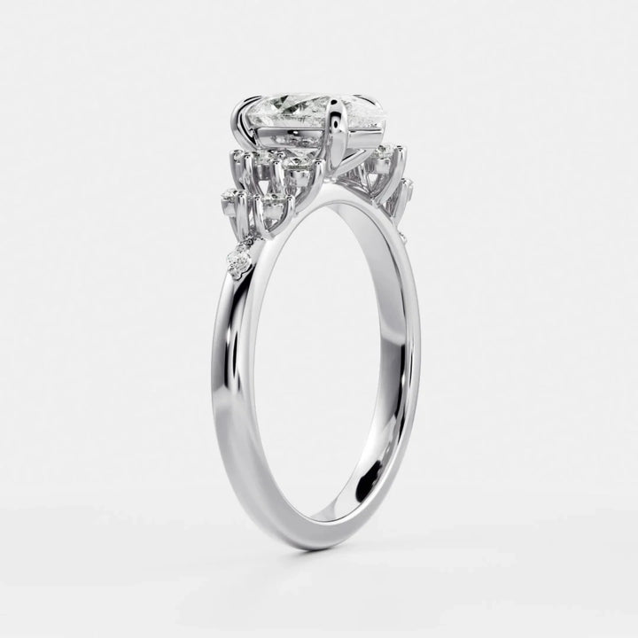 1.50CT Pear Cut Lab Grown Diamond Cluster Engagement Ring
