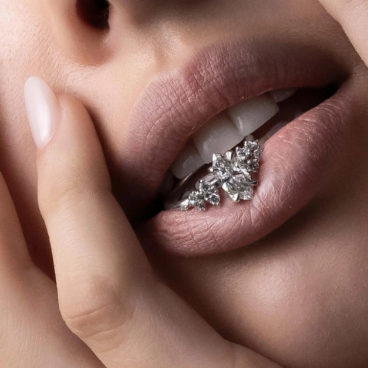 2.0CT Marquise Cut Lab Grown Diamond Cluster Engagement Ring