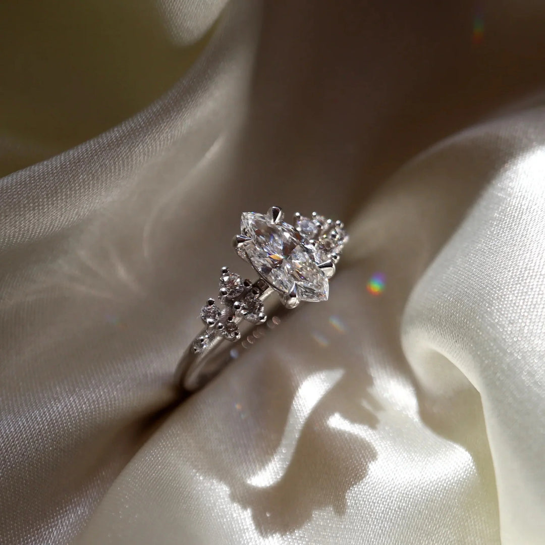 2.0CT Marquise Cut Lab Grown Diamond Cluster Engagement Ring