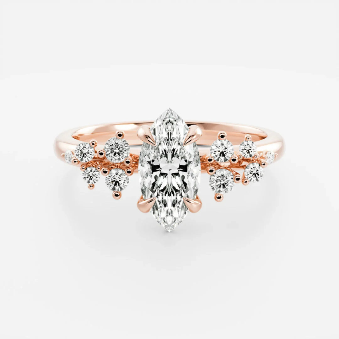 2.0CT Marquise Cut Lab Grown Diamond Cluster Engagement Ring