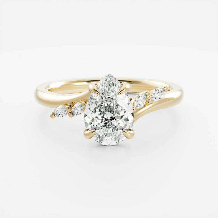 2.0CT Pear Cut E/VS Lab Grown Diamond Twisted Band Engagement Ring