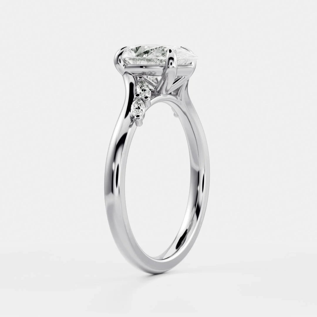 2.0CT Pear Cut E/VS Lab Grown Diamond Twisted Band Engagement Ring