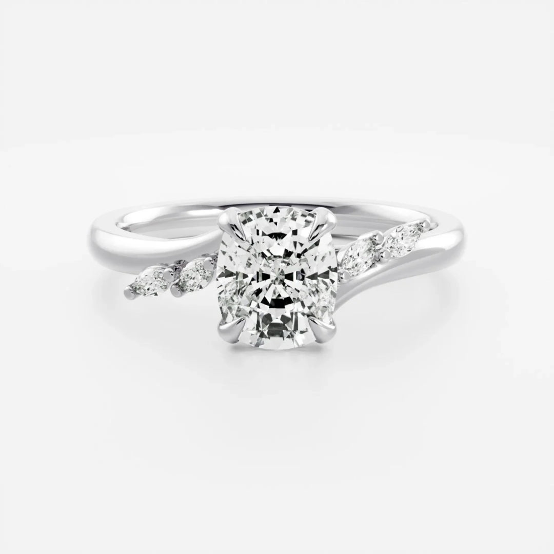 2.0CT Elongated Cushion Cut Lab Grown Diamond Twisted Band Engagement Ring