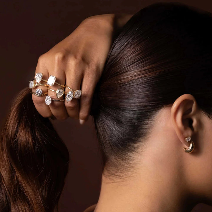 2.0CT Emerald Cut Lab Grown Diamond Twisted Band Engagement Ring