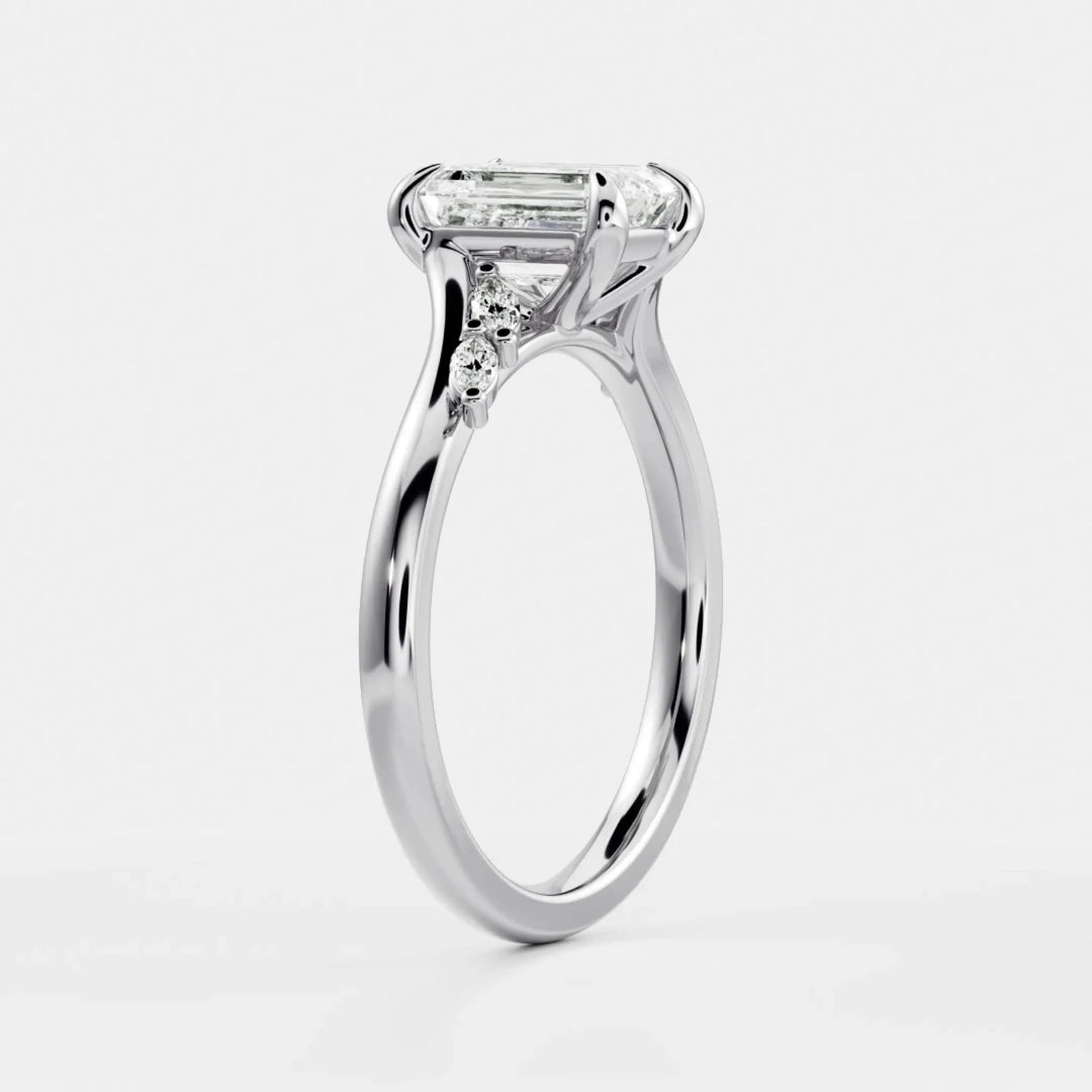 2.0CT Emerald Cut Lab Grown Diamond Twisted Band Engagement Ring