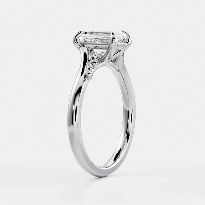 2.0CT Emerald Cut Lab Grown Diamond Twisted Band Engagement Ring