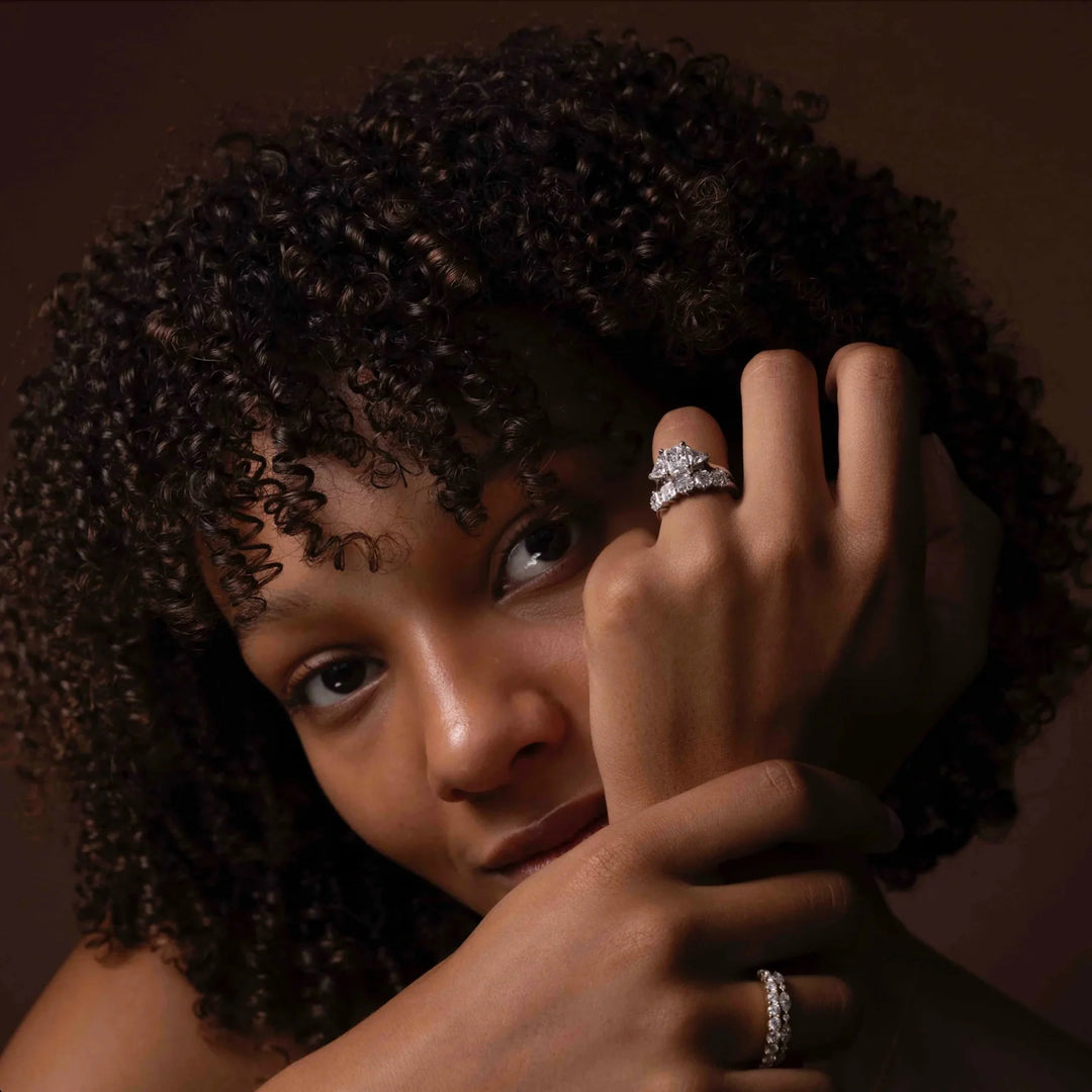 2.0CT Radiant Cut Lab Grown Diamond Three Stone Engagement Rings