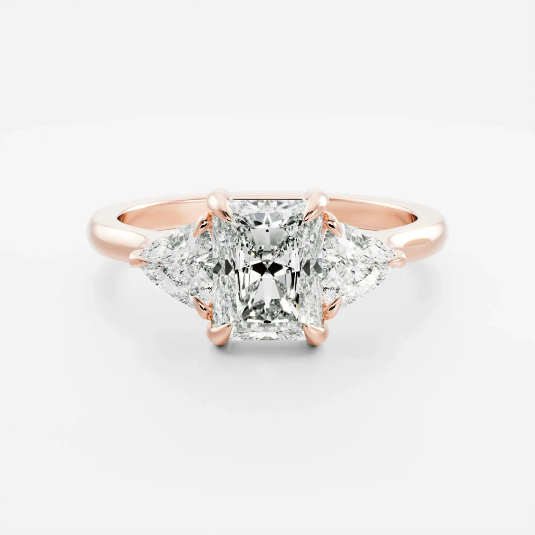 2.0CT Radiant Cut Lab Grown Diamond Three Stone Engagement Rings