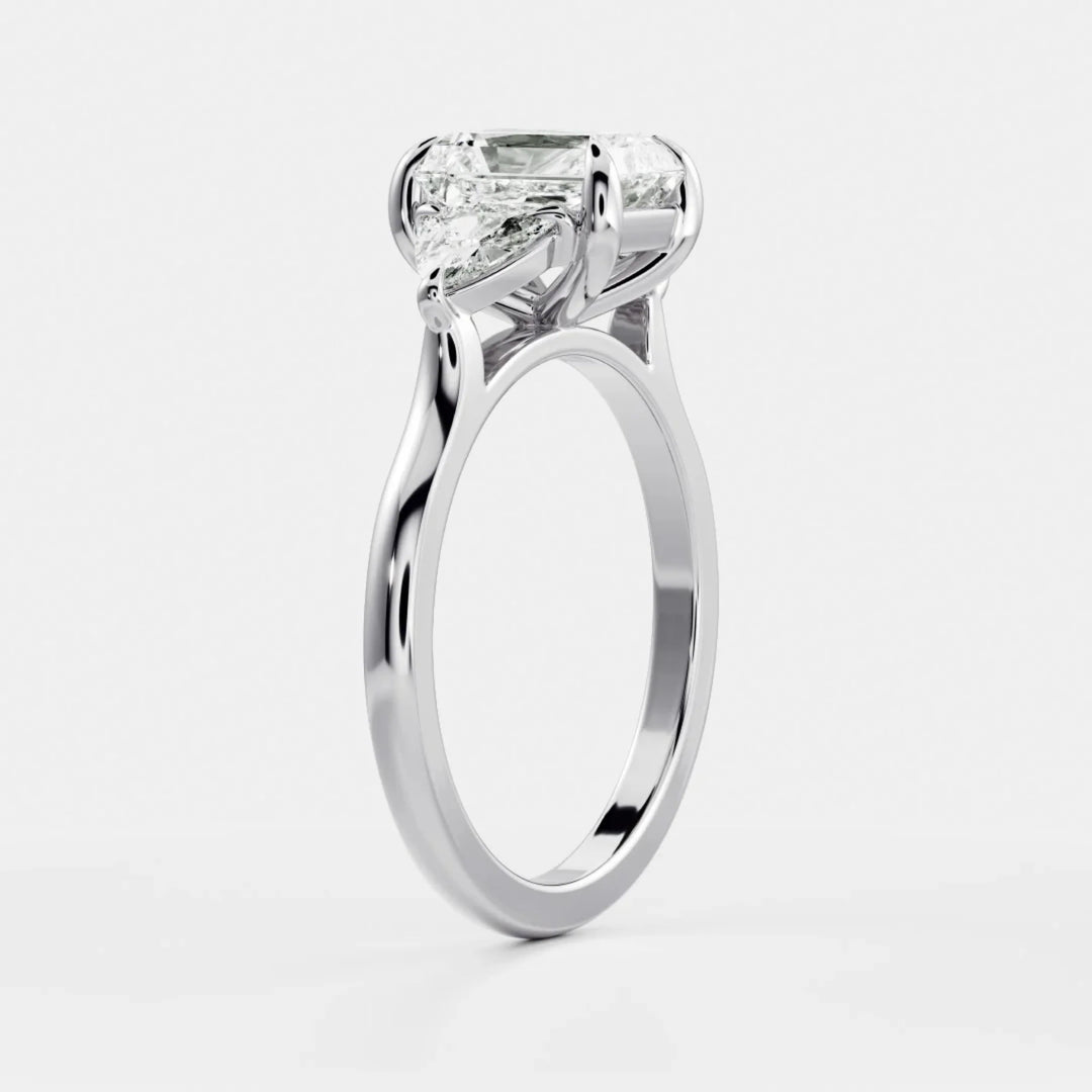 2.0CT Radiant Cut Lab Grown Diamond Three Stone Engagement Rings