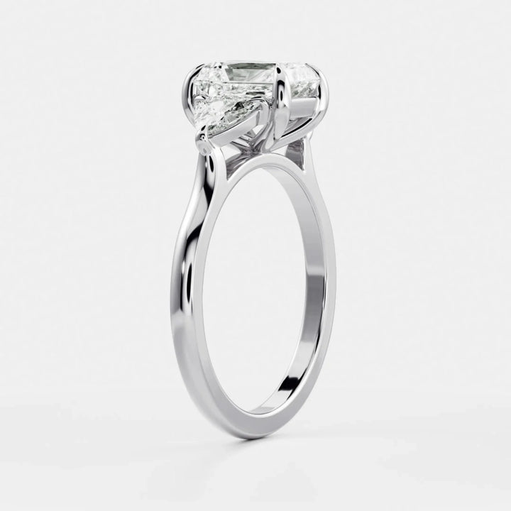 2.0CT Radiant Cut Lab Grown Diamond Three Stone Engagement Rings