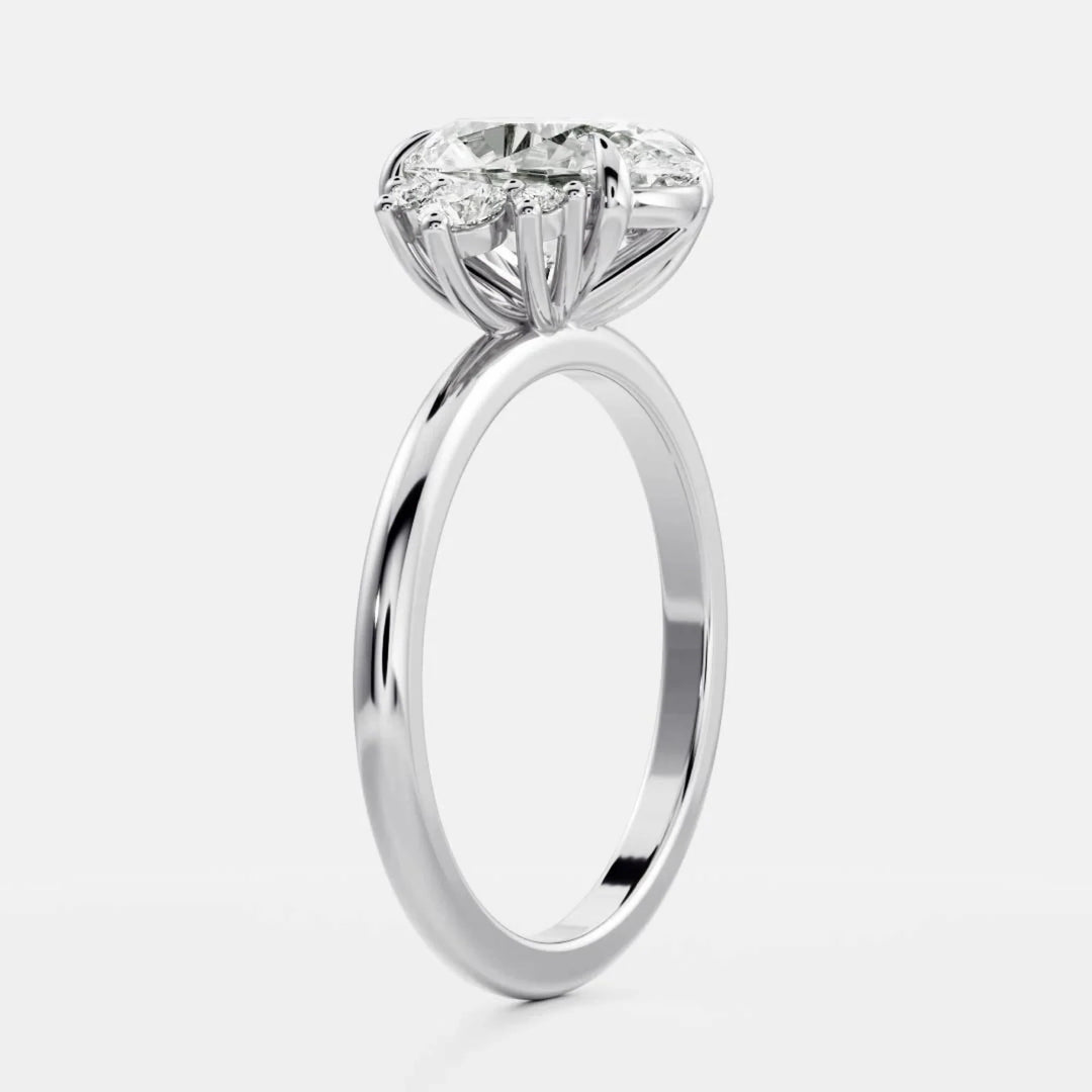 2.0CT Oval Cut Lab Grown Diamond Cluster Engagement Ring