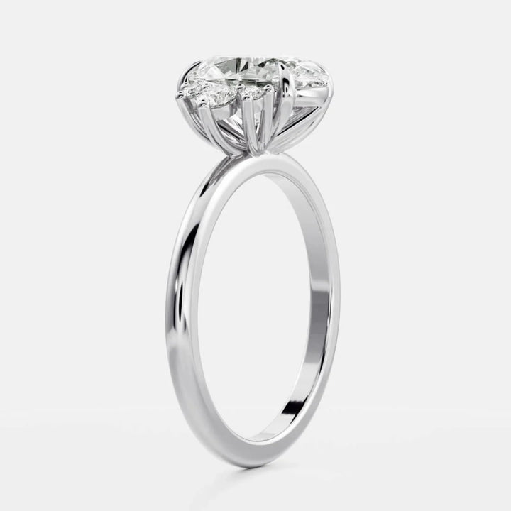 2.0CT Oval Cut Lab Grown Diamond Cluster Engagement Ring