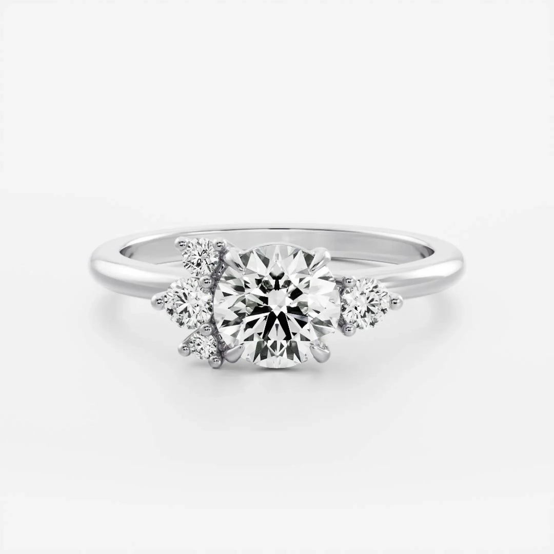 2.0CT Round Cut Lab Grown Diamond Cluster Engagement Ring