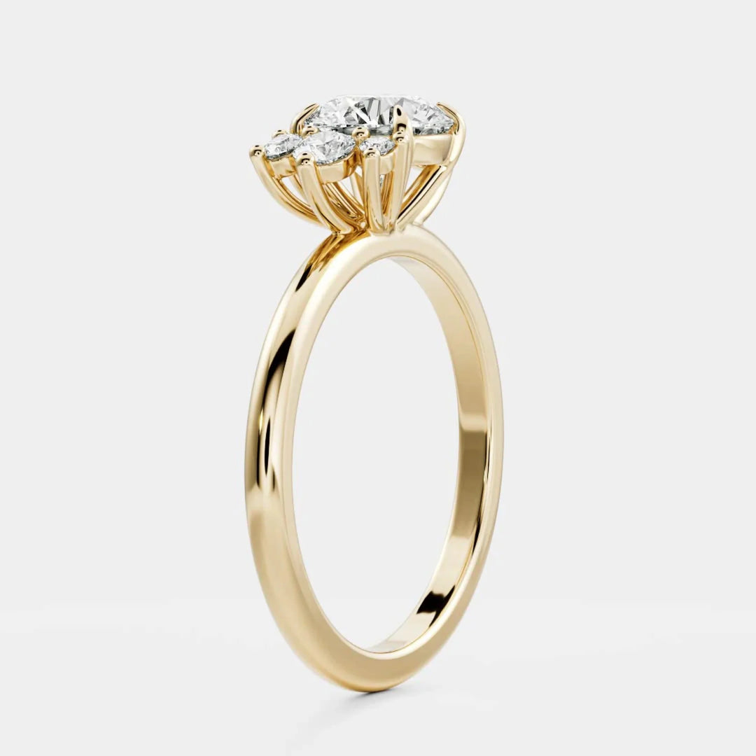 2.0CT Round Cut Lab Grown Diamond Cluster Engagement Ring