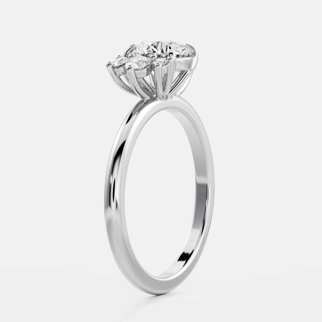 2.0CT Round Cut Lab Grown Diamond Cluster Engagement Ring