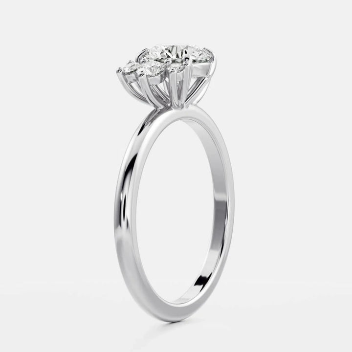 2.0CT Round Cut Lab Grown Diamond Cluster Engagement Ring