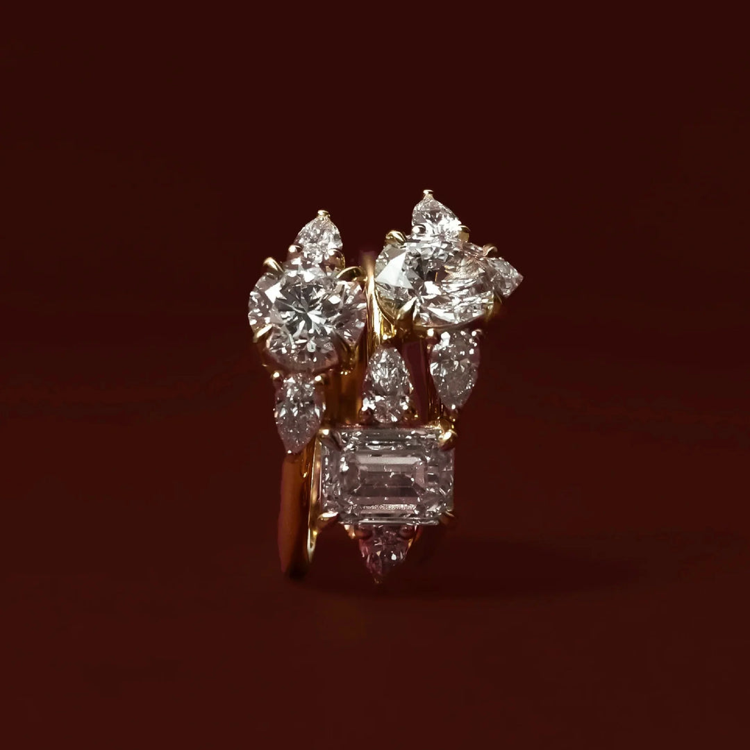 2.0CT Emerald Cut IGI Certified CVD Diamond Three Stone Engagement Rings