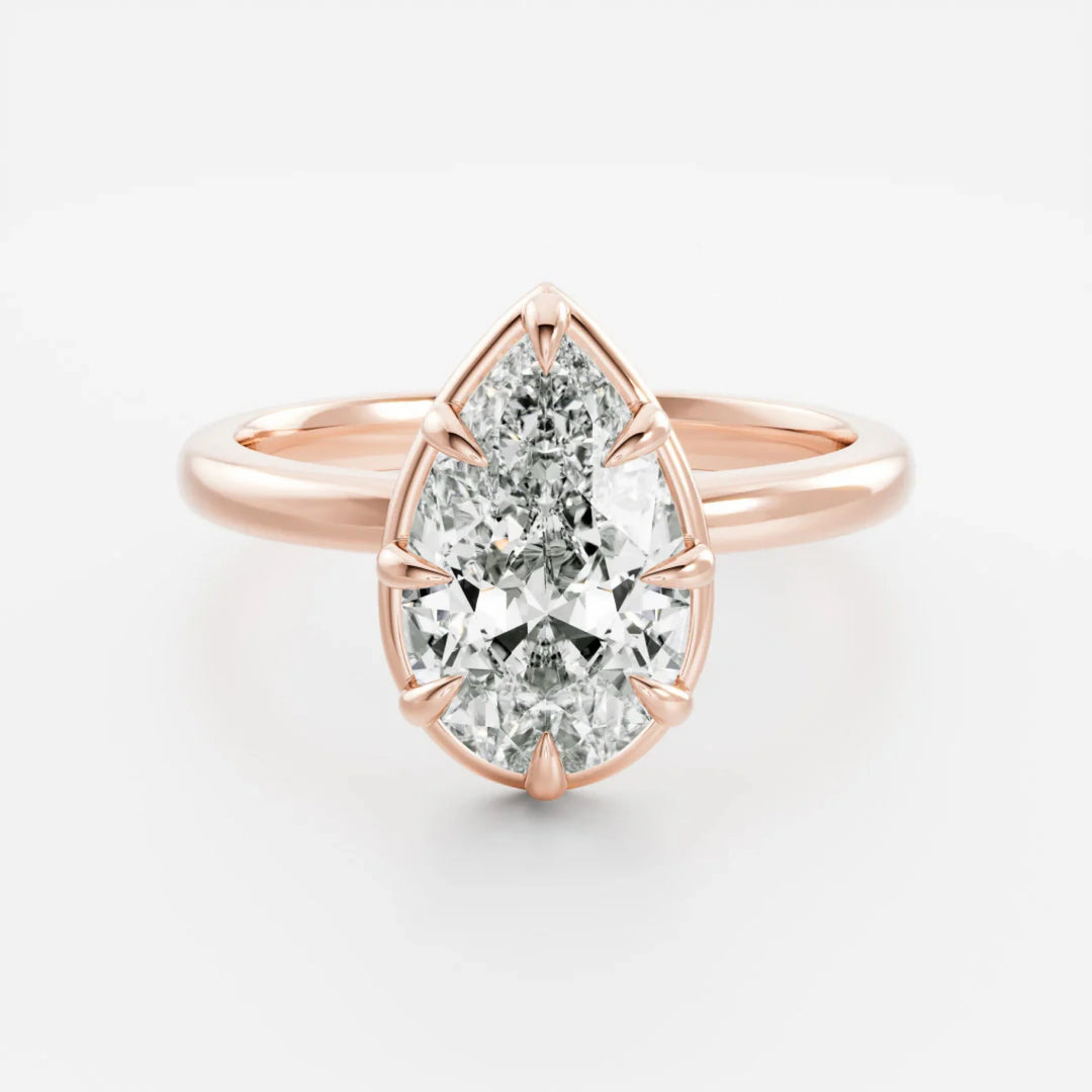 2.0CT Bezel Set Pear Cut Lab Grown Diamond Solitaire Engagement Ring
