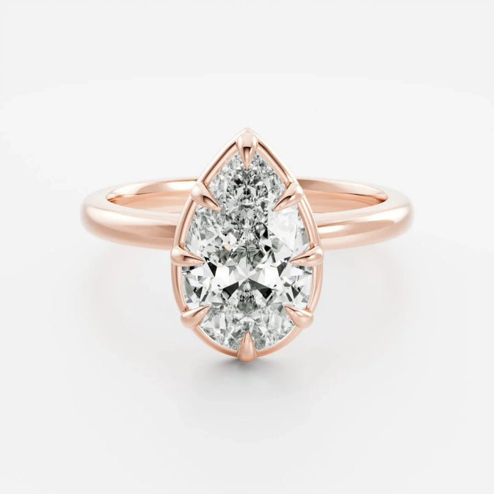 2.0CT Bezel Set Pear Cut Lab Grown Diamond Solitaire Engagement Ring