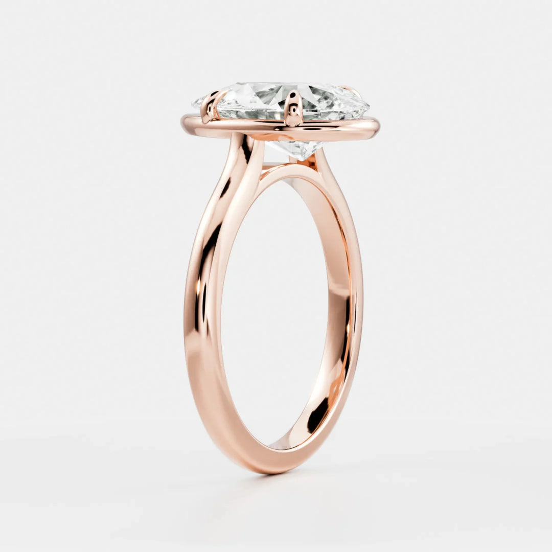 2.0CT Bezel Set Pear Cut Lab Grown Diamond Cathedral Engagement Ring