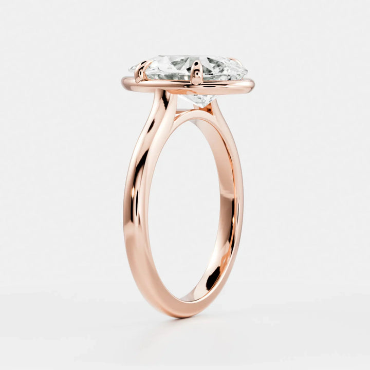 2.0CT Bezel Set Pear Cut Lab Grown Diamond Cathedral Engagement Ring