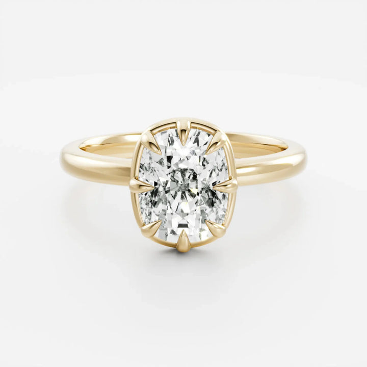1.50CT Bezel Set Elongated Cushion Cut Lab Grown Diamond Solitaire Engagement Ring