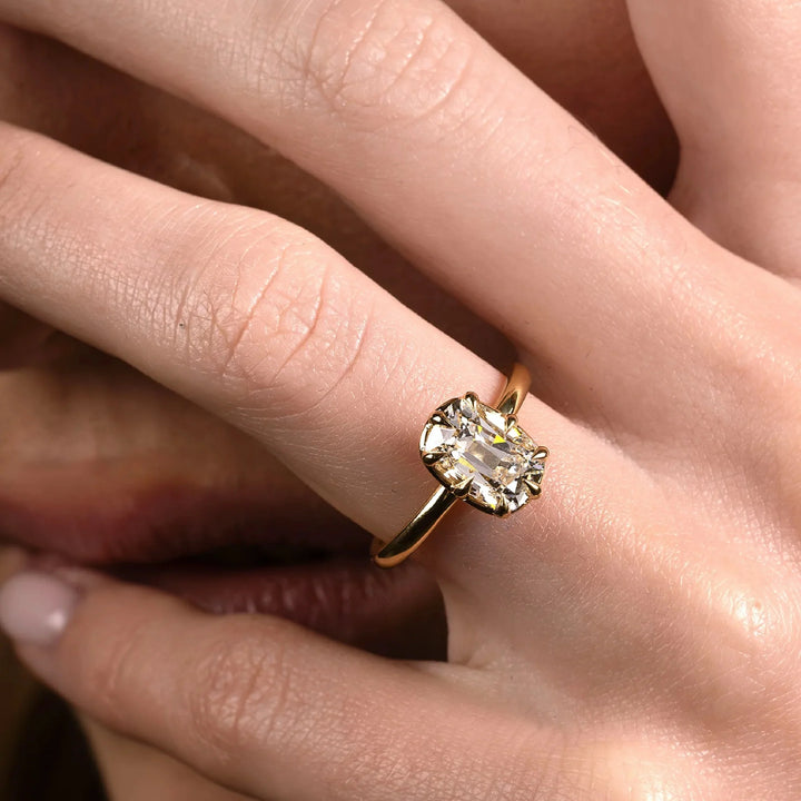 1.50CT Bezel Set Elongated Cushion Cut Lab Grown Diamond Solitaire Engagement Ring