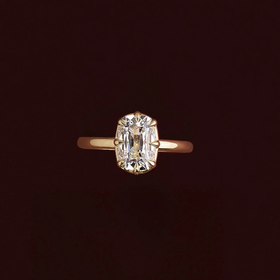 1.50CT Bezel Set Elongated Cushion Cut Lab Grown Diamond Solitaire Engagement Ring