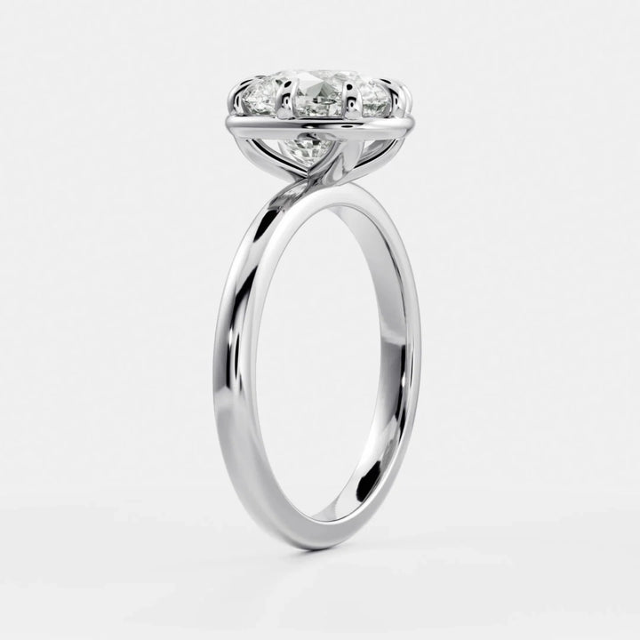 1.50CT Bezel Set Elongated Cushion Cut Lab Grown Diamond Solitaire Engagement Ring