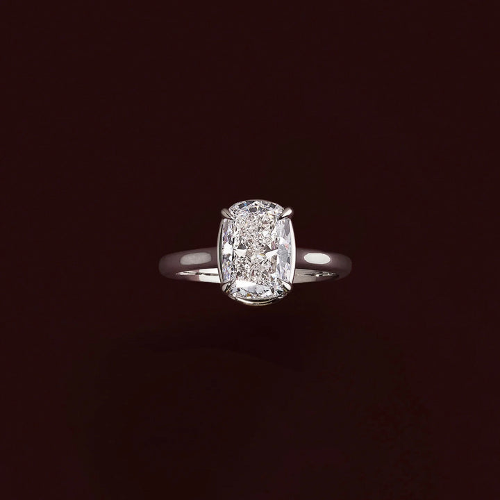 1.50CT Bezel Set Elongated Cushion Cut Lab Grown Diamond Solitaire Engagement Ring